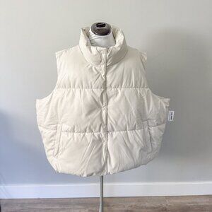 Old Navy Faux Leather White Puffer Vest - NWT - Size 4X